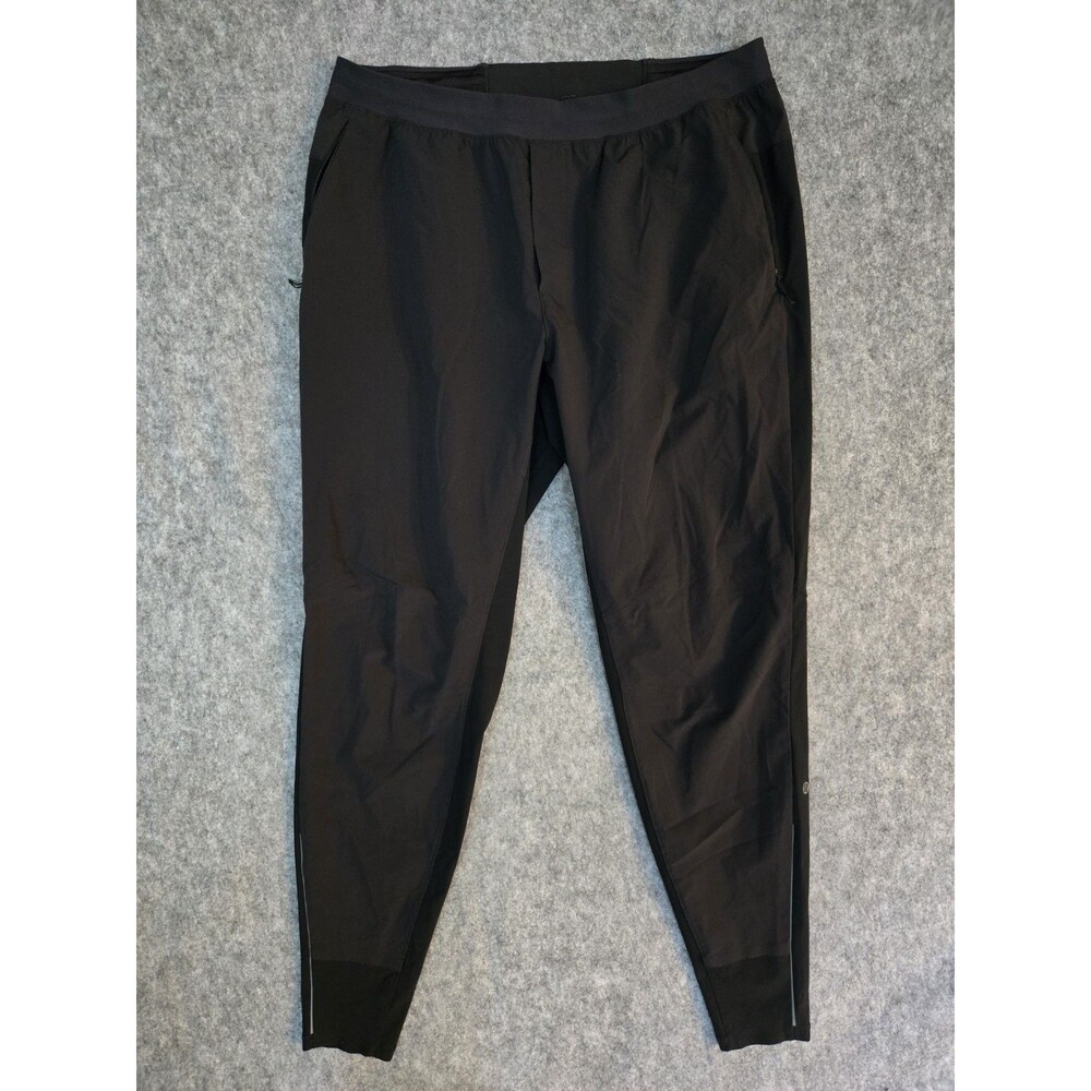 Lululemon Men's Sz XL Black Joggers Sweatpants Athleisure Tapered Zip Pocket Run